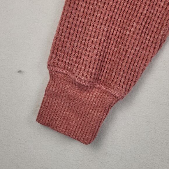 Old Navy Thermal Waffle Knit Henley Women XS Mauve Pink Cropped Long Sleeve EUC - Picture 5 of 12